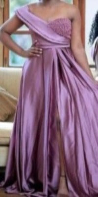 Women African A-line formal purple bridesmaid dress