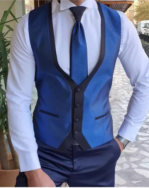 Men wear Custom-Made White Blue Suit Slim Fit