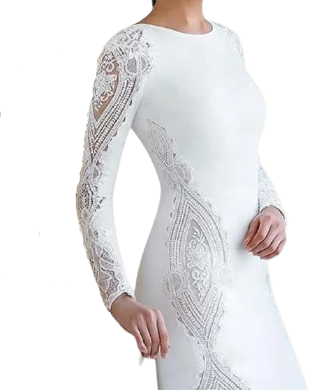 Women Elegant Long Sleeve Sheath Lace wedding dress