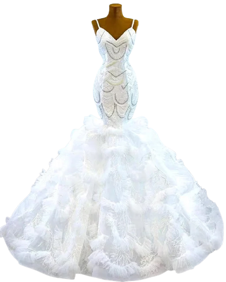 Women Mermaid Full Bead Wedding Dress