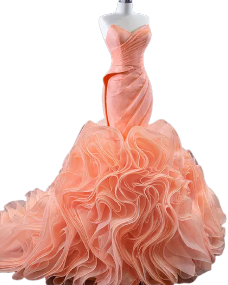 women wedding bridal  Peach Sweetheart Sleeveless Elegant Dress